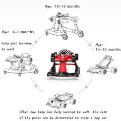 Vauvan kävelytuoli 4in1, punainen hinta ja tiedot | Kävelytuolit | hobbyhall.fi
