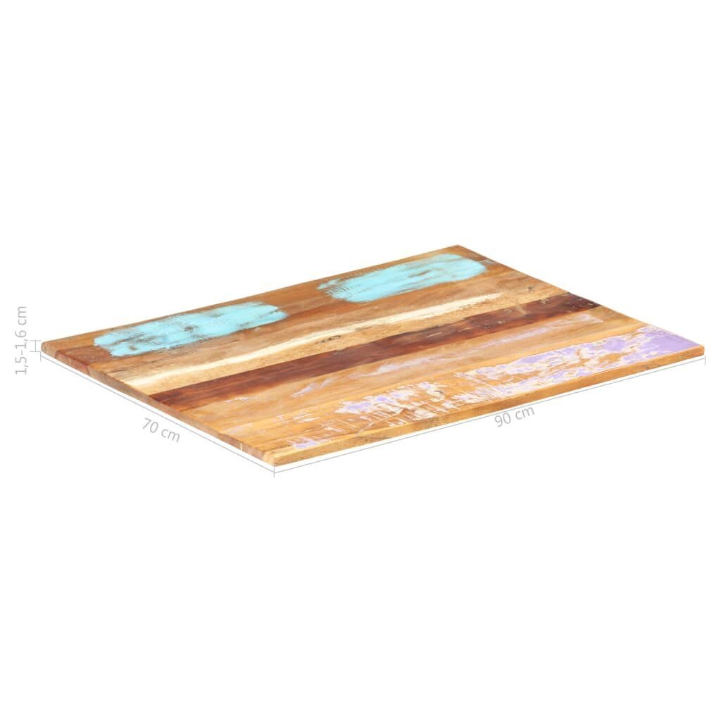 vidaXL Suorakulmainen pöytälevy 70x90 cm 15-16 mm täysi kierrätyspuu hinta ja tiedot | Työtasot | hobbyhall.fi