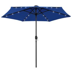 vidaXL Ulkoaurinkovarjo LED-valot alumiinitanko 270 cm taivaansininen hinta ja tiedot | Aurinkovarjot ja markiisit | hobbyhall.fi