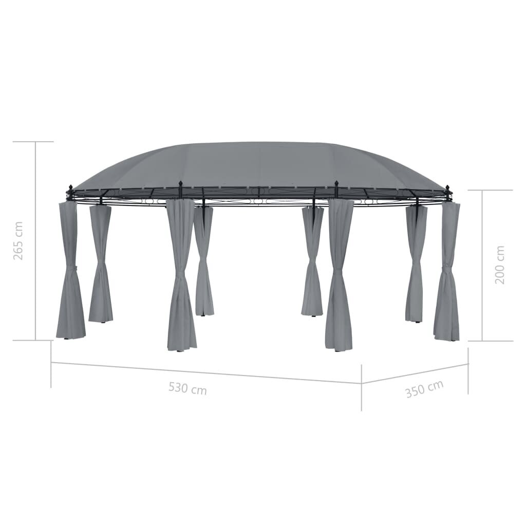 vidaXL Huvimaja verhoilla 520x349x255 cm antrasiitti hinta ja tiedot | Puutarhapaviljongit | hobbyhall.fi