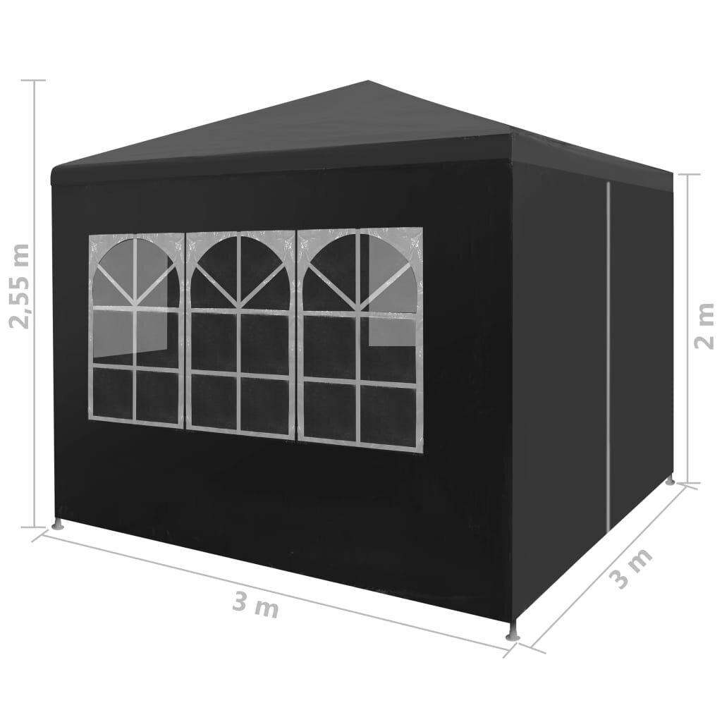 vidaXL Juhlateltta 3x3 m antrasiitti hinta ja tiedot | Puutarhapaviljongit | hobbyhall.fi