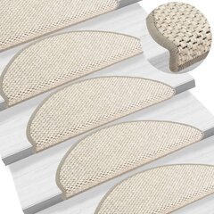 vidaXL Itsekiinnittyvät porrasmatot sisaltyyli 15 kpl 65x21x4 cm beige hinta ja tiedot | Isot matot | hobbyhall.fi