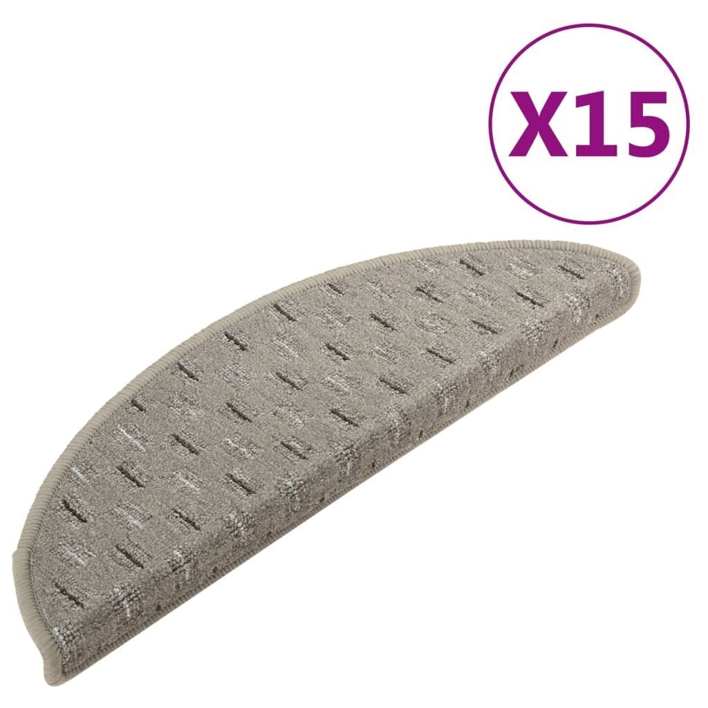 vidaXL Porrasmatot 15 kpl harmaa 56x17x3 cm hinta ja tiedot | Isot matot | hobbyhall.fi