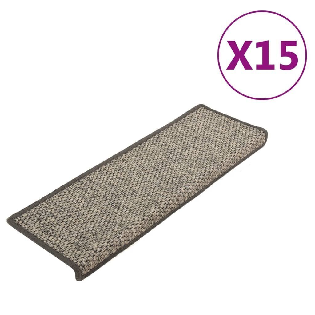 vidaXL Itsekiinnittyvät porrasmatot sisaltyyli 15 kpl 65x21x4 cm beige hinta ja tiedot | Isot matot | hobbyhall.fi