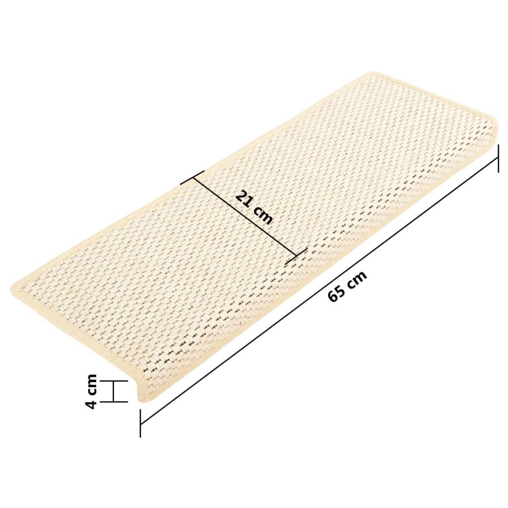 vidaXL Itsekiinnittyvät porrasmatot sisaltyyli 15 kpl 65x21x4 cm kerma hinta ja tiedot | Isot matot | hobbyhall.fi