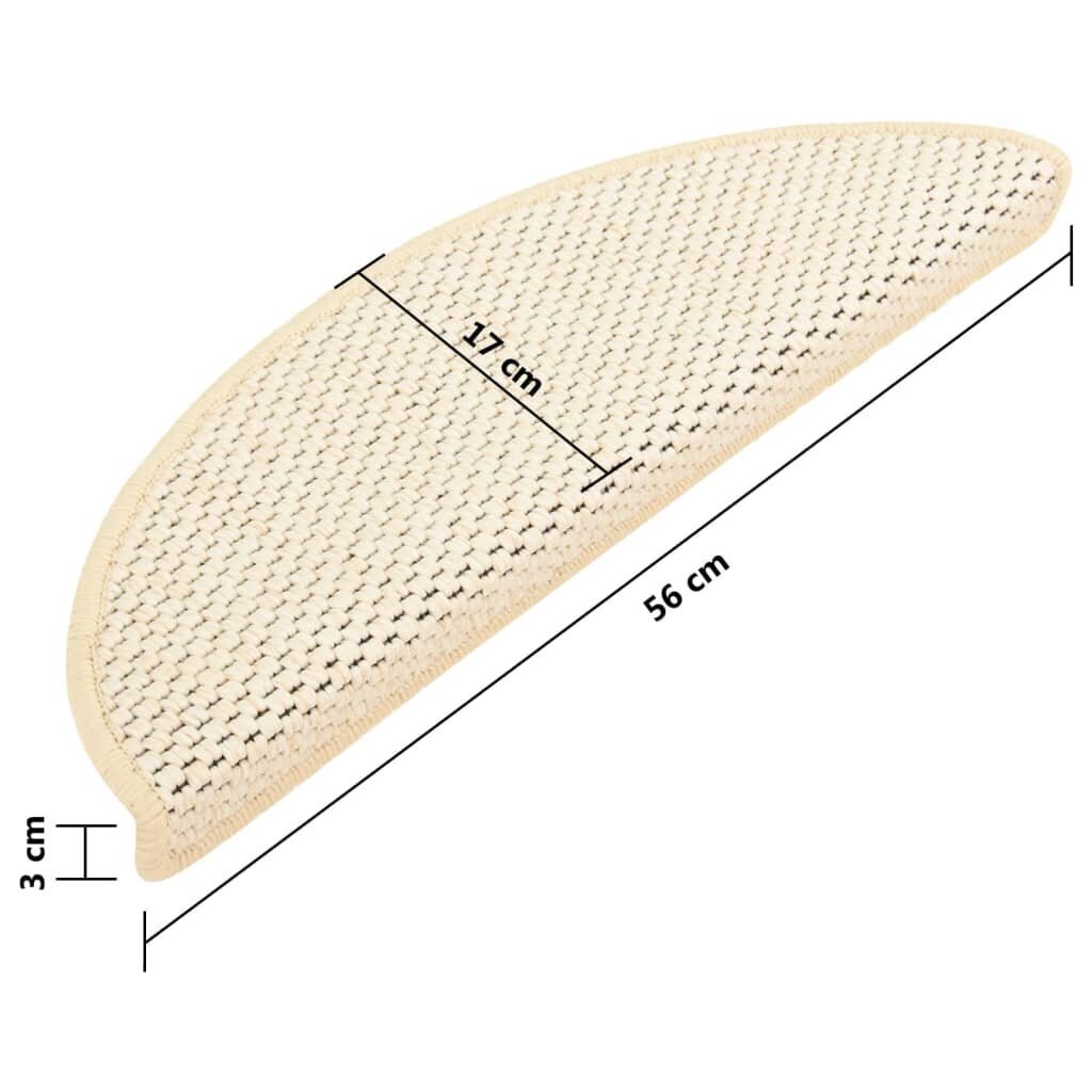 vidaXL Itsekiinnittyvät porrasmatot sisaltyyli 15 kpl 56x17x3 cm kerma hinta ja tiedot | Isot matot | hobbyhall.fi