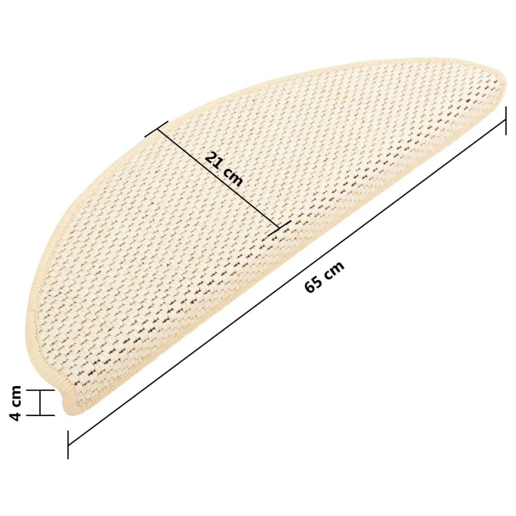 vidaXL Itsekiinnittyvät porrasmatot sisaltyyli 15 kpl 65x21x4 cm kerma hinta ja tiedot | Isot matot | hobbyhall.fi