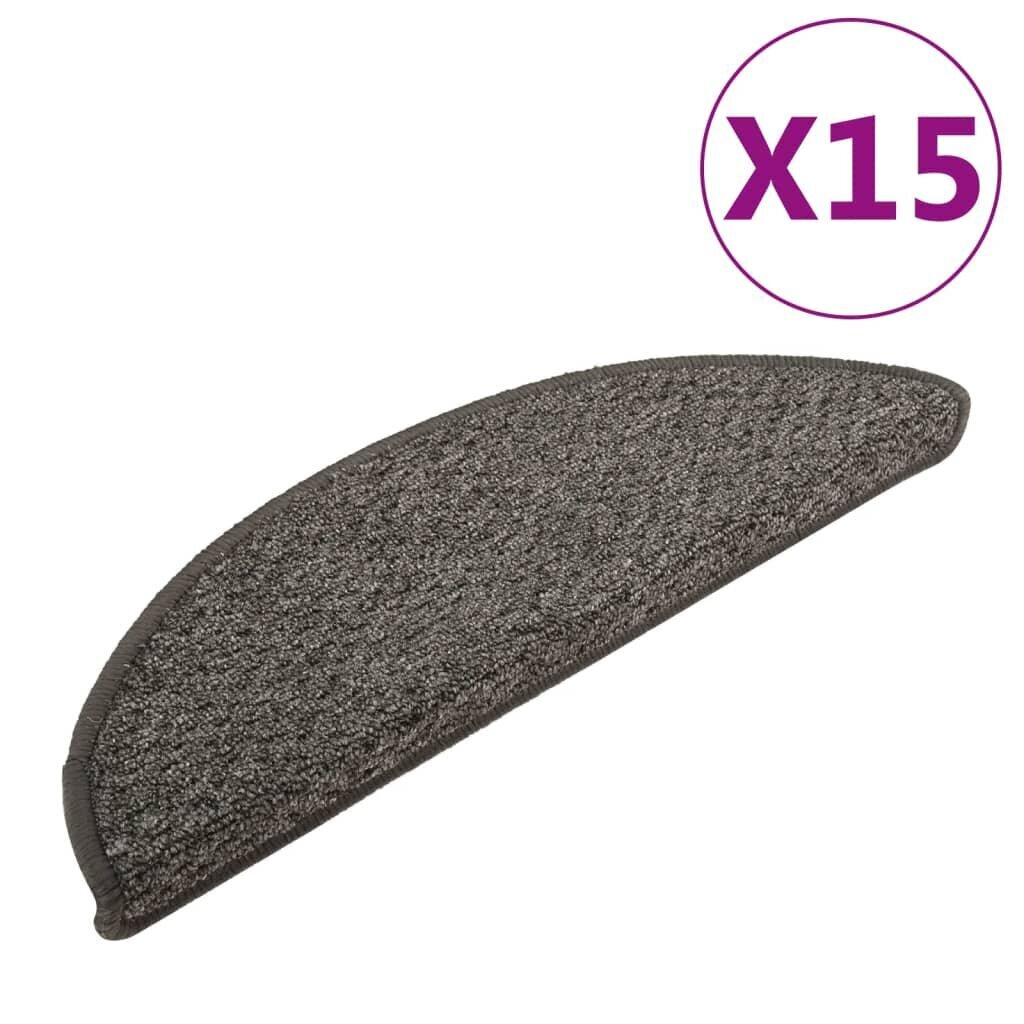 vidaXL Porrasmatot 15 kpl antrasiitti 56x17x3 cm hinta ja tiedot | Isot matot | hobbyhall.fi