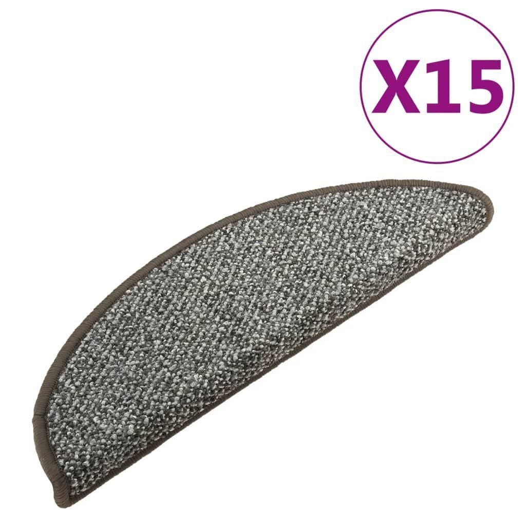 vidaXL Porrasmatot 15 kpl antrasiitti 56x17x3 cm hinta ja tiedot | Isot matot | hobbyhall.fi