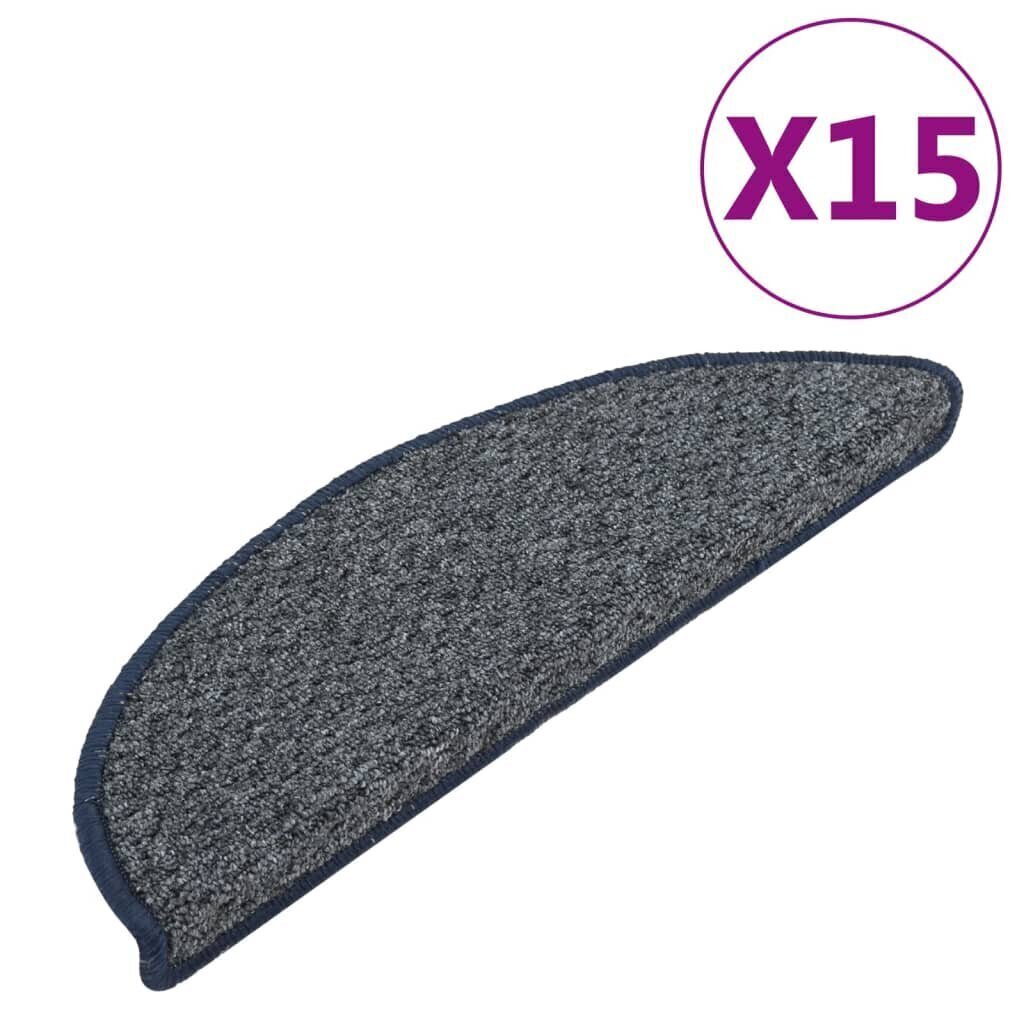 vidaXL Porrasmatot 15 kpl tummansininen 56x17x3 cm hinta ja tiedot | Isot matot | hobbyhall.fi