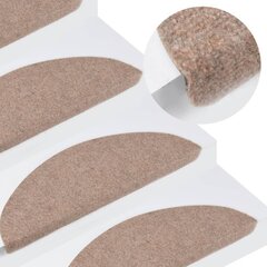 vidaXL Itsekiinnittyvät porrasmatot 15 kpl 65x22,5x3,5 cm beige hinta ja tiedot | Isot matot | hobbyhall.fi