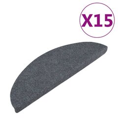 vidaXL Itsekiinnittyvät porrasmatot 15 kpl 65x22,5x3,5 cm harmaa hinta ja tiedot | Isot matot | hobbyhall.fi