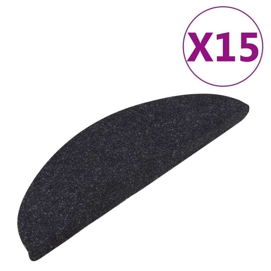 vidaXL Itsekiinnittyvät porrasmatot 15 kpl 65x22,5x3,5 cm antrasiitti hinta ja tiedot | Isot matot | hobbyhall.fi