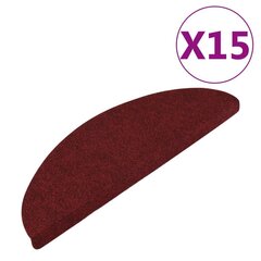 vidaXL Itsekiinnittyvät porrasmatot 15 kpl 65x22,5x3,5 cm punainen hinta ja tiedot | Isot matot | hobbyhall.fi