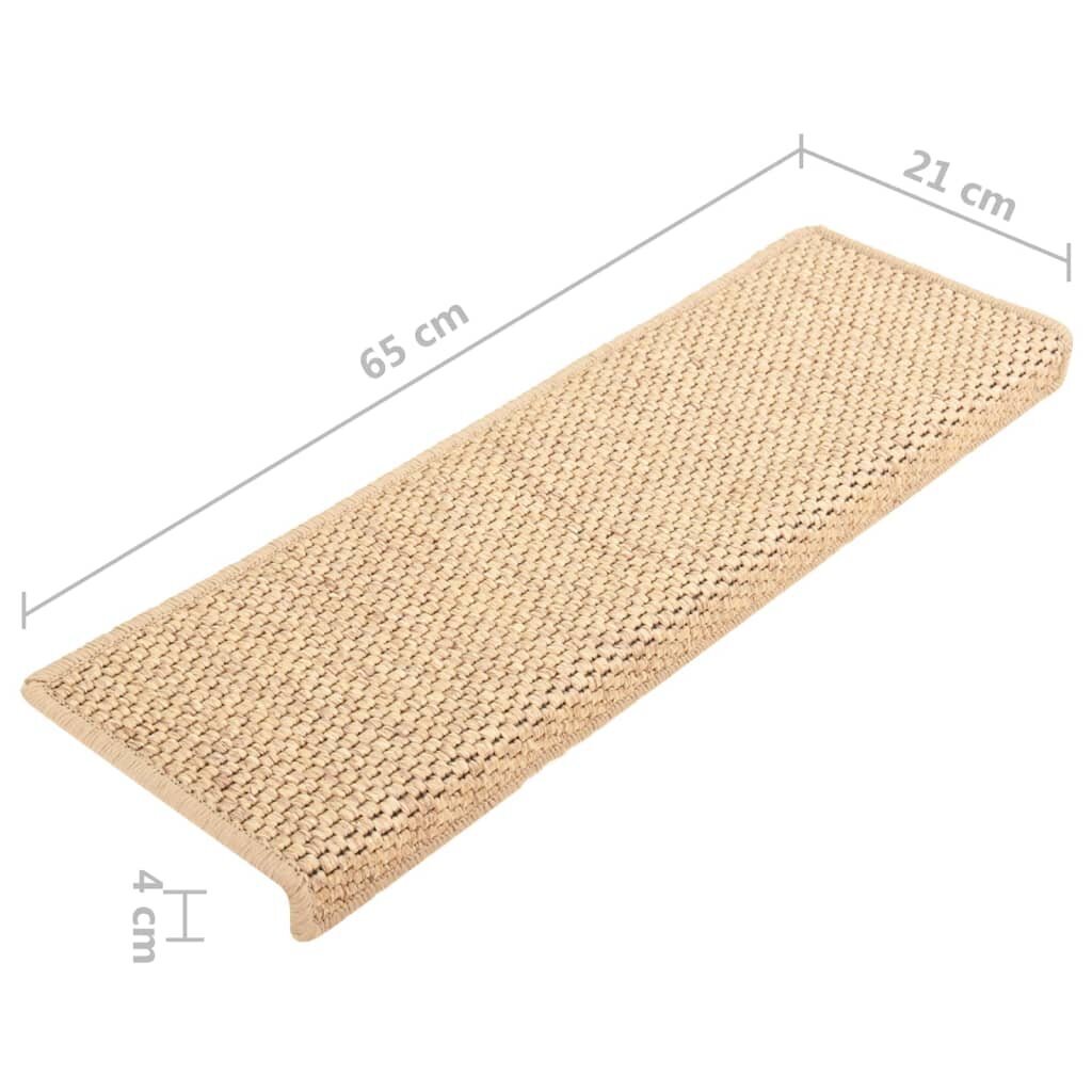 vidaXL Itsekiinnittyvät porrasmatot sisaltyyli 15kpl 65x21x4cm v.beige hinta ja tiedot | Isot matot | hobbyhall.fi