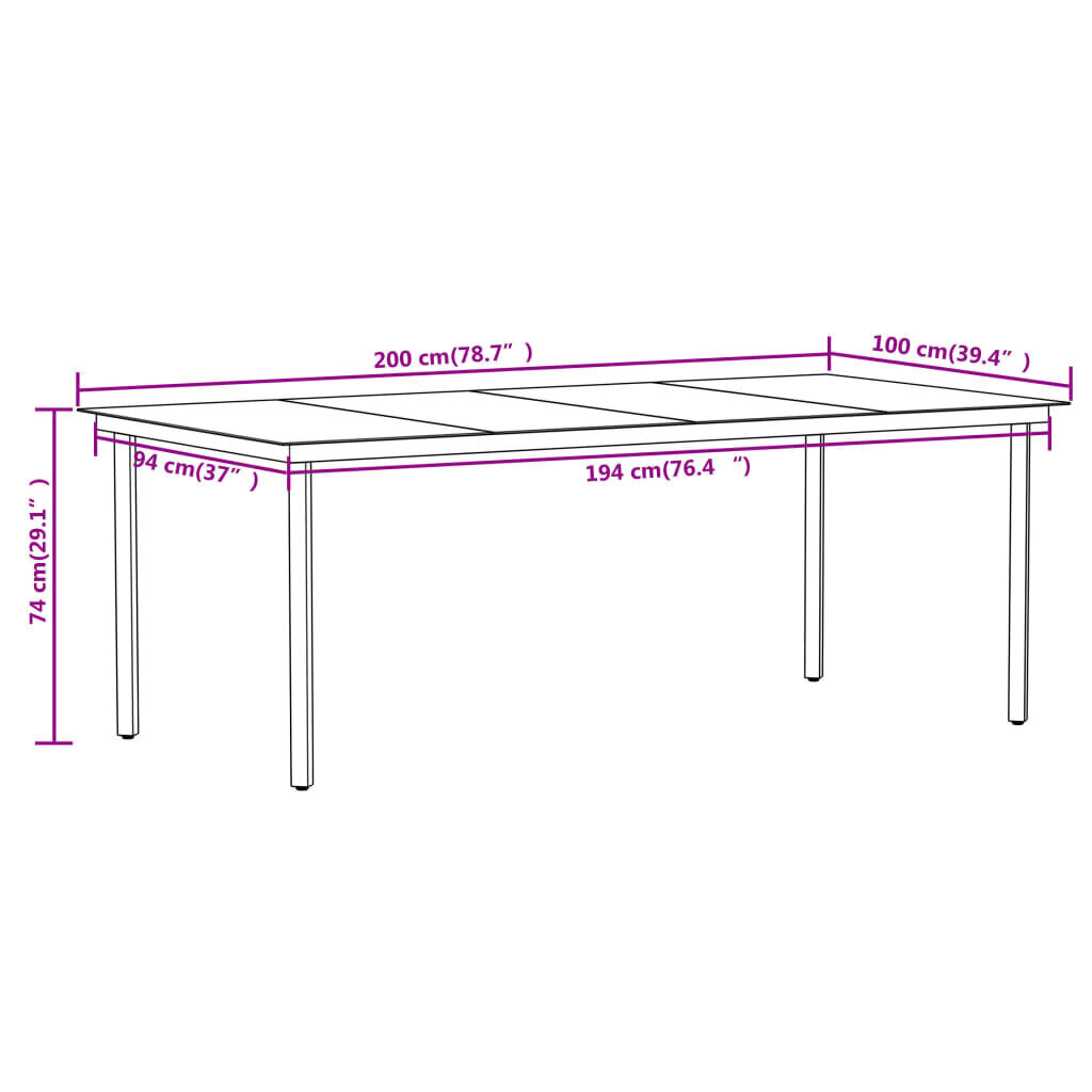 vidaXL 9-osainen Puutarharuokailuryhmä musta hinta ja tiedot | Puutarhakalusteet | hobbyhall.fi