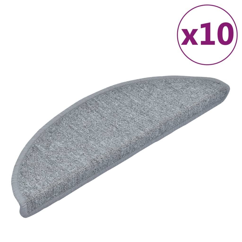 vidaXL Porrasmatot 10 kpl 56x17x3 cm vaaleanharmaa hinta ja tiedot | Isot matot | hobbyhall.fi