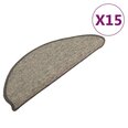 vidaXL Itsekiinnittyvät porrasmatot 15 kpl harmaa ja beige 65x21x4 cm