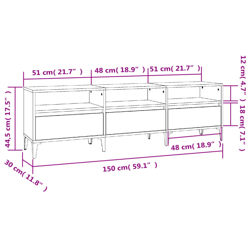 vidaXL TV-taso musta 150x30x44,5 cm tekninen puu hinta ja tiedot | TV-tasot | hobbyhall.fi