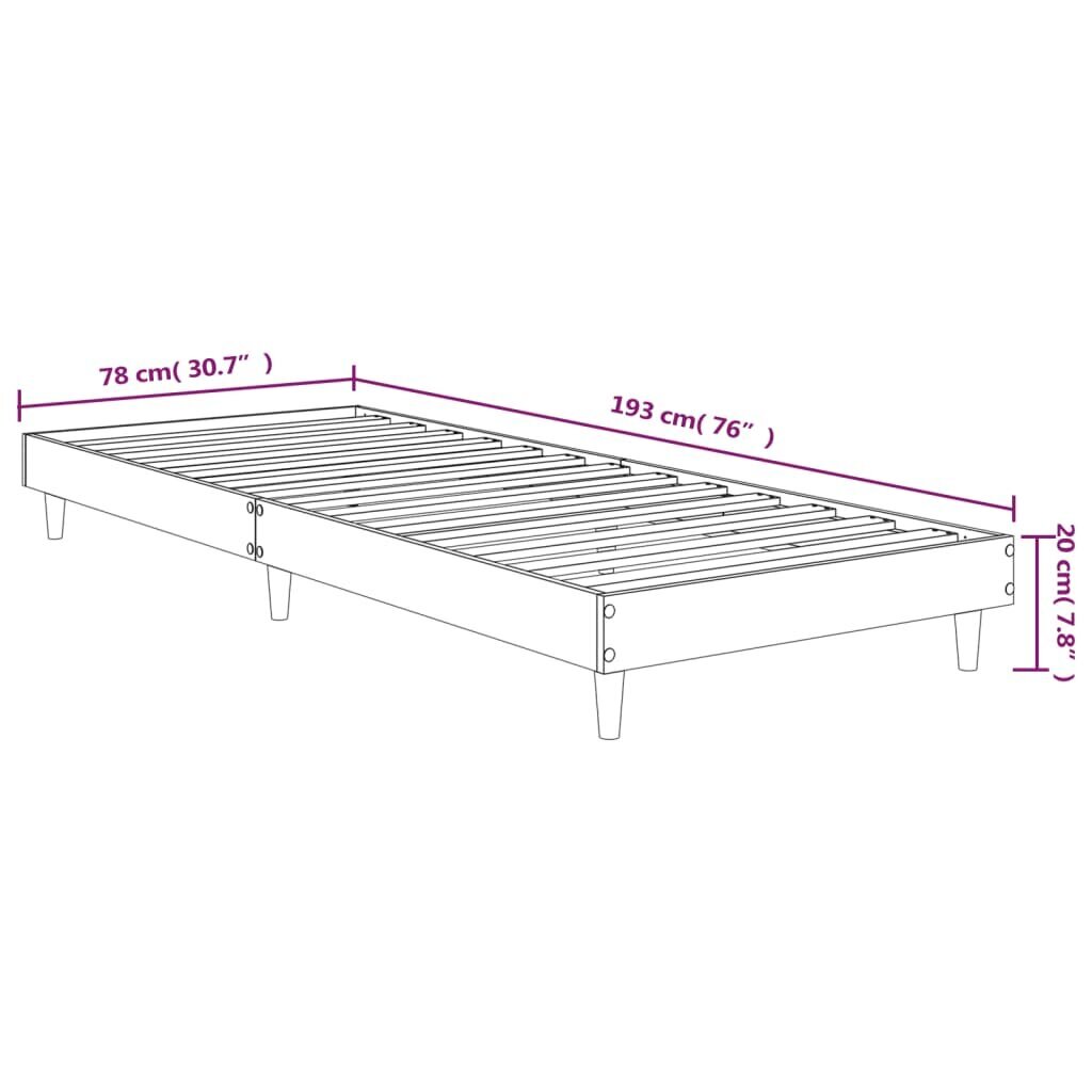 vidaXL Sängynrunko musta 75x190 cm tekninen puu hinta ja tiedot | Sängyt | hobbyhall.fi