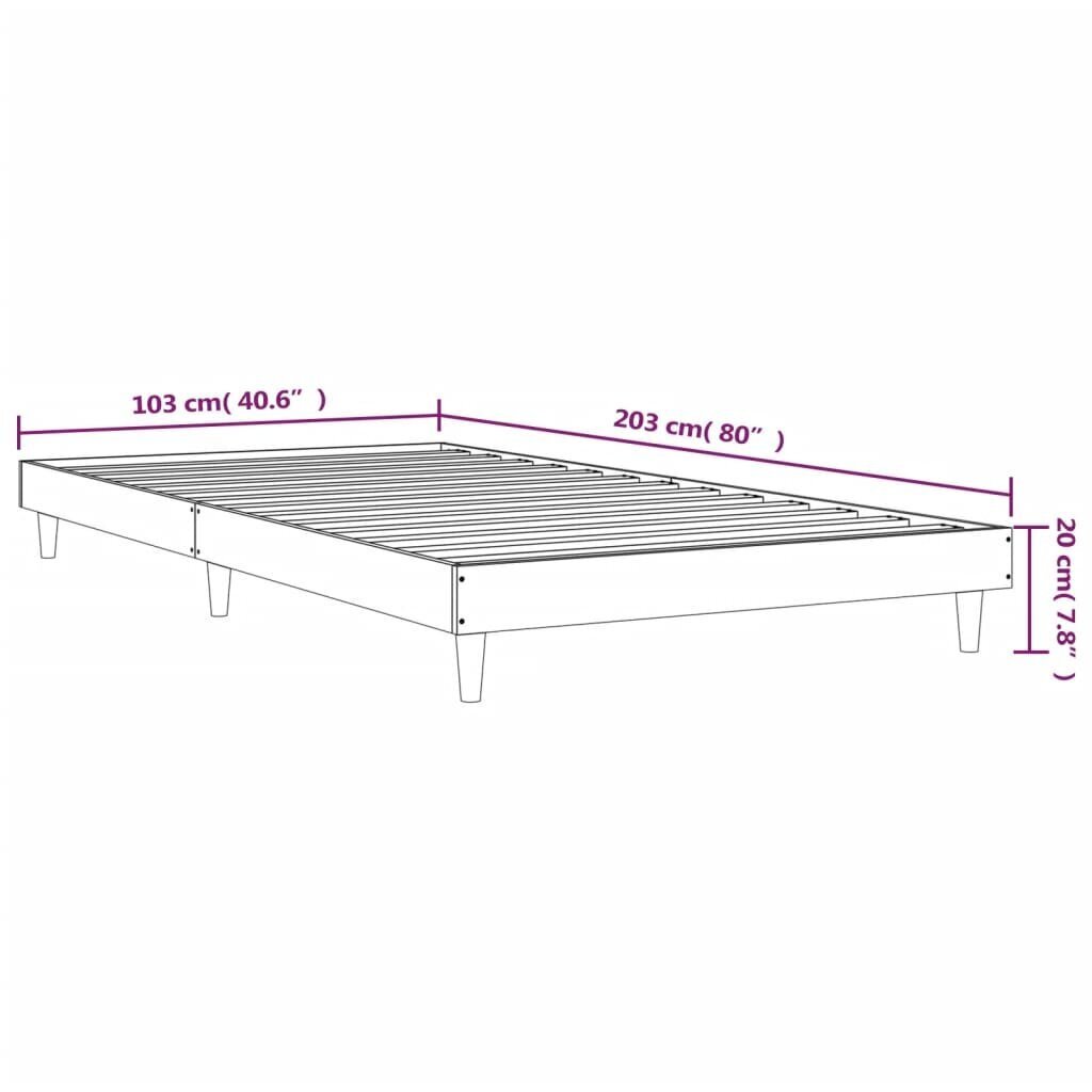 vidaXL Sängynrunko ruskea tammi 100x200 cm tekninen puu hinta ja tiedot | Sängyt | hobbyhall.fi