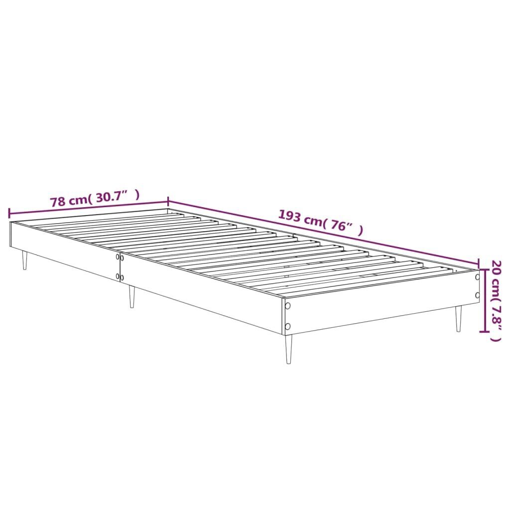 vidaXL Sängynrunko harmaa Sonoma 75x190 cm tekninen puu hinta ja tiedot | Sängyt | hobbyhall.fi