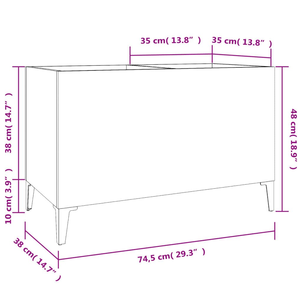 vidaXL LP-levyjen säilytyskaappi musta 74,5x38x48 cm tekninen puu hinta ja tiedot | Kaapit | hobbyhall.fi