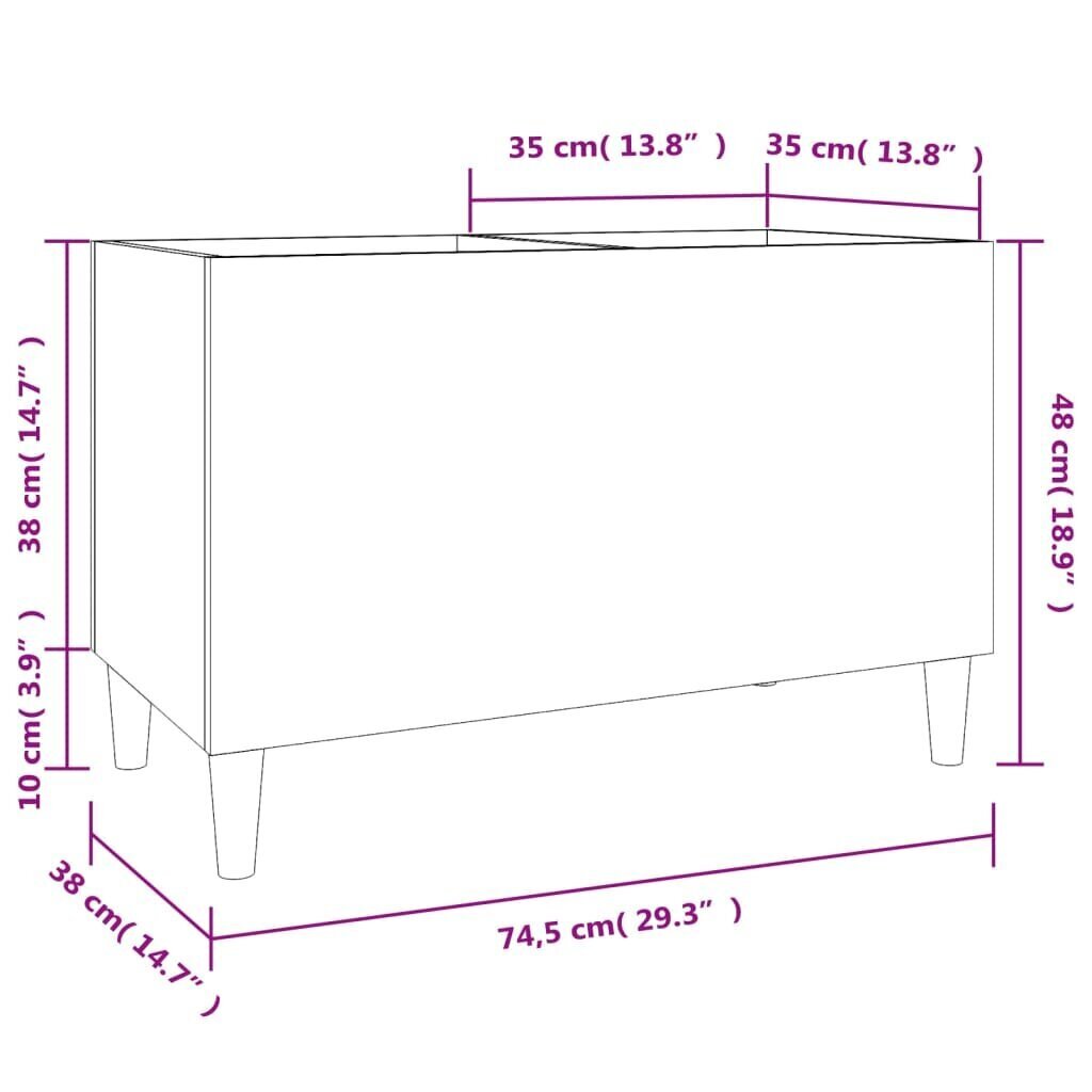 vidaXL LP-levyjen säilytyskaappi betoninharmaa 74,5x38x48 cm puu hinta ja tiedot | Kaapit | hobbyhall.fi