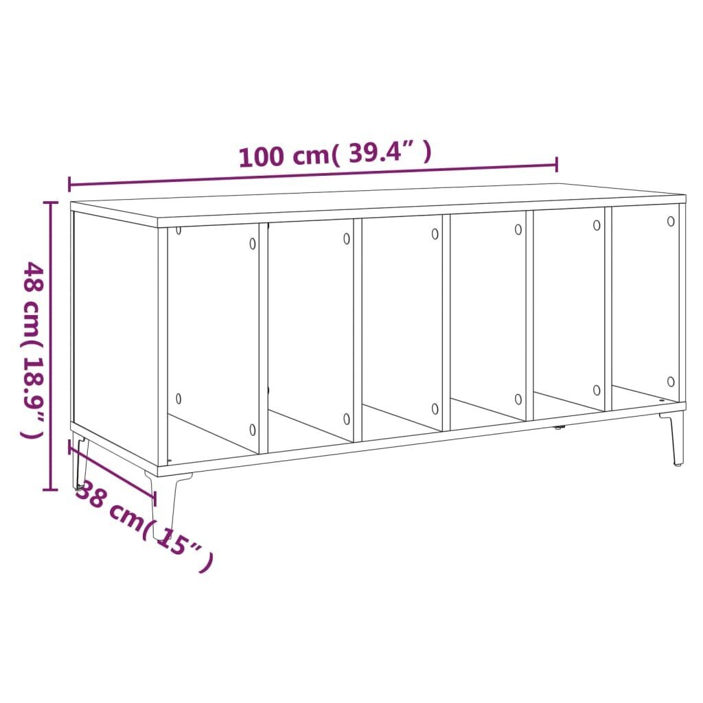 vidaXL LP-levyjen säilytyskaappi harmaa Sonoma 100x38x48 cm puu hinta ja tiedot | Kaapit | hobbyhall.fi