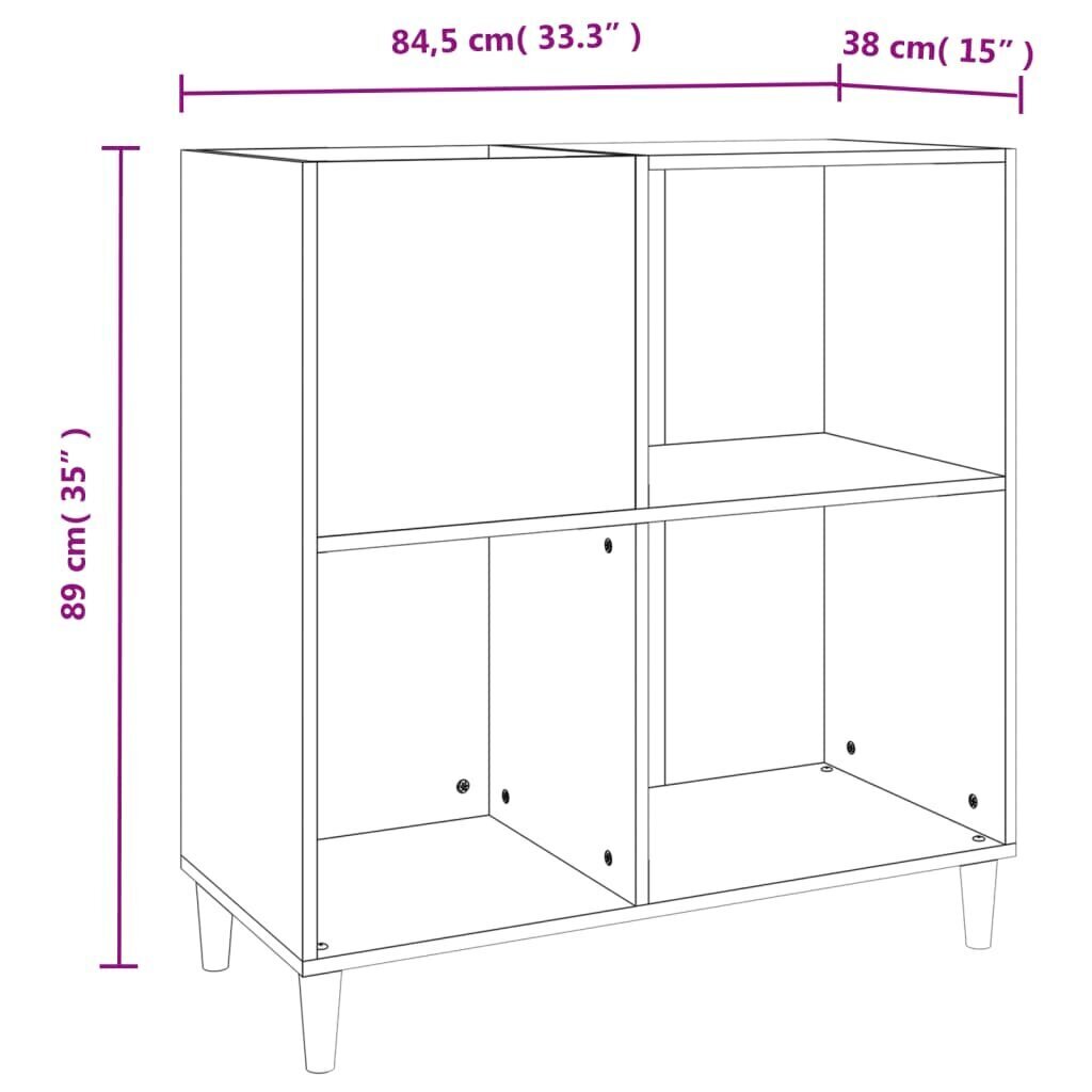 vidaXL LP-levyjen säilytyskaappi betoninharmaa 84,5x38x89 cm puu hinta ja tiedot | Kaapit | hobbyhall.fi