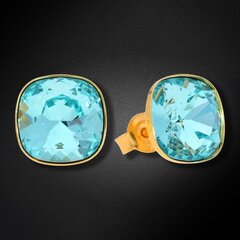 Hopeiset korvakorut Glare Light Turquoise Swarovskin kristalleilla hinta ja tiedot | Korvakorut | hobbyhall.fi