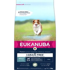 Eukanuba Grain Free S/M Adult suaugusiems mažų ir vidutinių veislių šunims su ėriena, 3 kg hinta ja tiedot | Koiran kuivaruoka | hobbyhall.fi