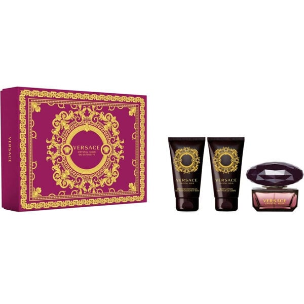 Kosmetiikkasetti Versace Crystal Noir: EDT Hajuvesi, 50 ml + suihkugeeli, 50 ml + vartalovoide, 50 ml hinta ja tiedot | Vartalovoiteet ja -emulsiot | hobbyhall.fi