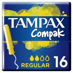 Tamponit TAMPAX Compak Regular, 16 kpl. hinta ja tiedot | Tamponit ja terveyssiteet | hobbyhall.fi