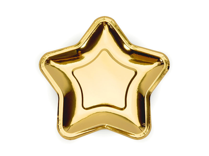 Kertakäyttöiset paperilautaset Star Gold 18 cm (1 laatikko/25 kpl) (1 pakkaus / 6 kpl) hinta ja tiedot | Tarjoiluastiat ja aterimet juhliin | hobbyhall.fi