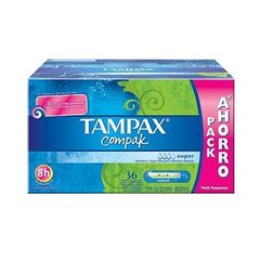 Tamponit TAMPAX Compak Super, 36 kpl hinta ja tiedot | Tampax Hajuvedet ja kosmetiikka | hobbyhall.fi