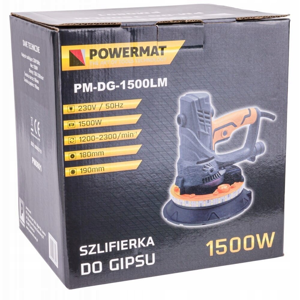 Kipsihiomakone PowerMat PRO 1500W, LED-valot, PM0801 hinta ja tiedot | Hiomakoneet | hobbyhall.fi