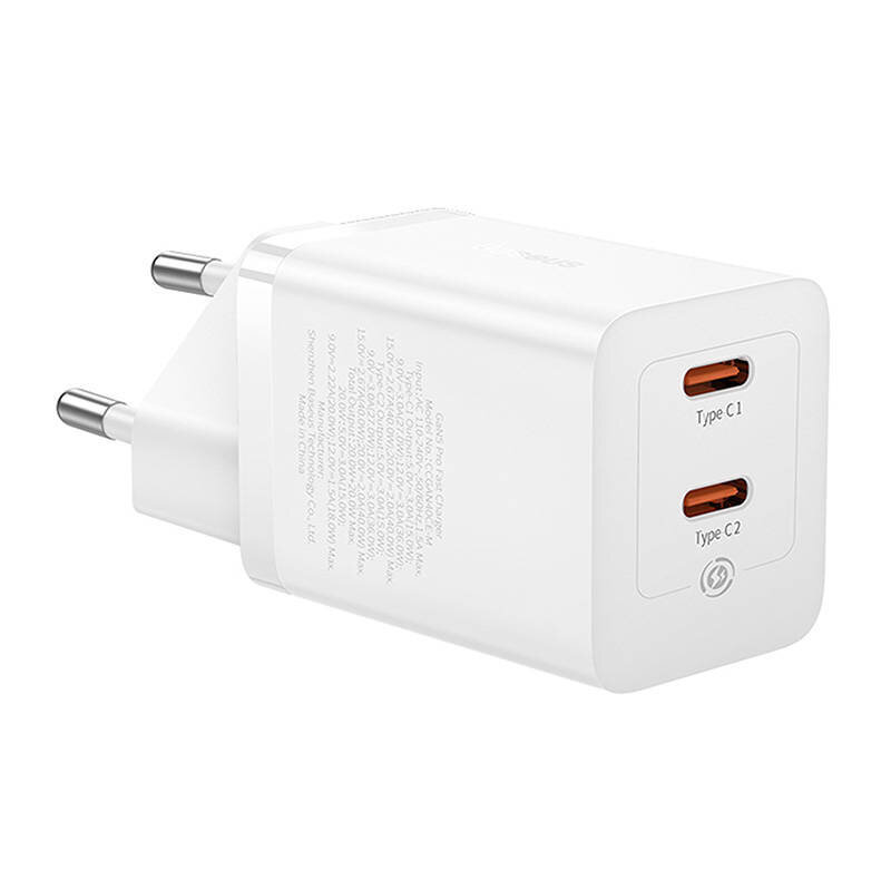 Laturi Baseus GaN5 40W, 2x USB C (valkoinen) hinta ja tiedot | Puhelimen laturit | hobbyhall.fi