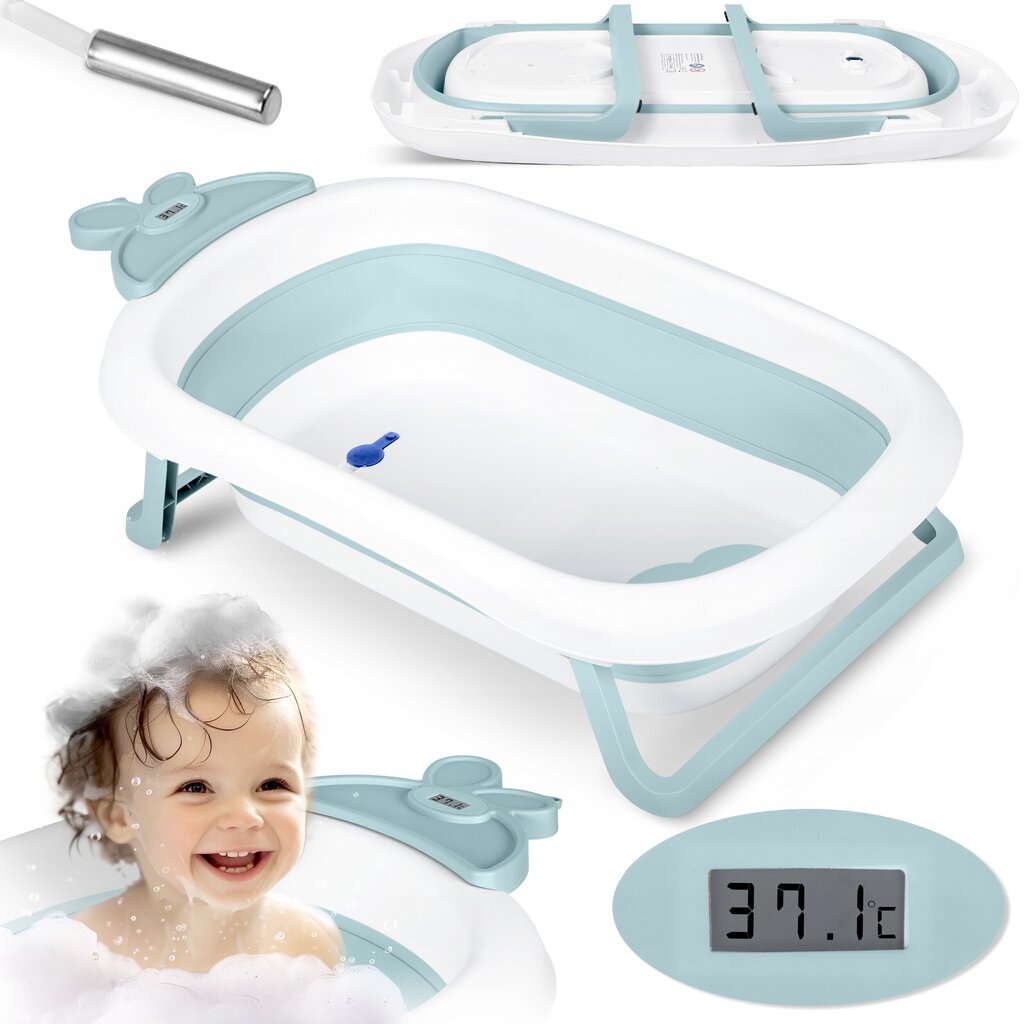Kokoontaittuva vauvan kylpy lämpömittarilla 728201, sininen hinta ja tiedot | Kylpyvälineet | hobbyhall.fi