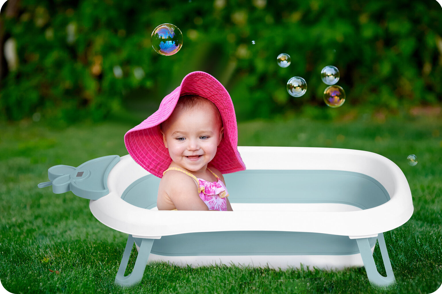 Kokoontaittuva vauvan kylpy lämpömittarilla 728201, sininen hinta ja tiedot | Kylpyvälineet | hobbyhall.fi
