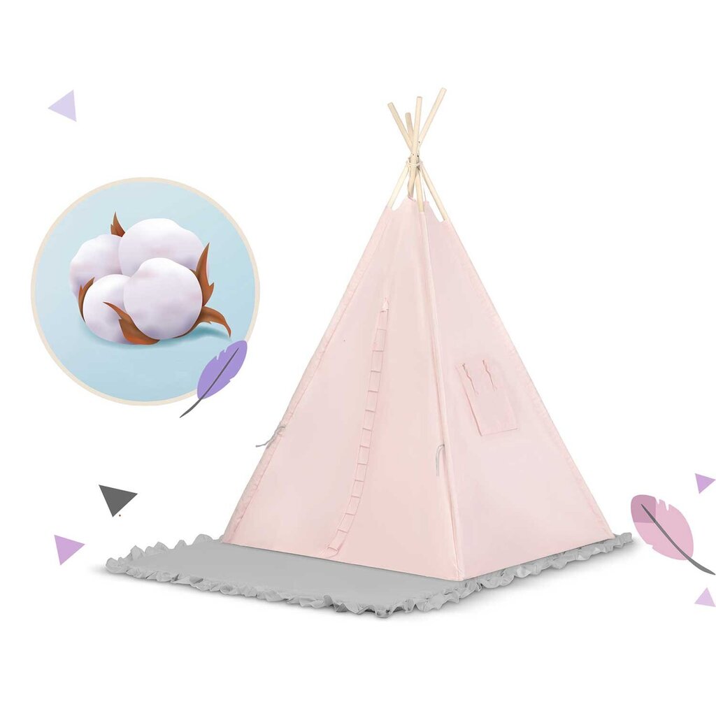 Tipi lasten teltta Nukido, NK-406, pinkki, 116x116x165cm hinta ja tiedot | Lasten leikkimökit ja -teltat | hobbyhall.fi