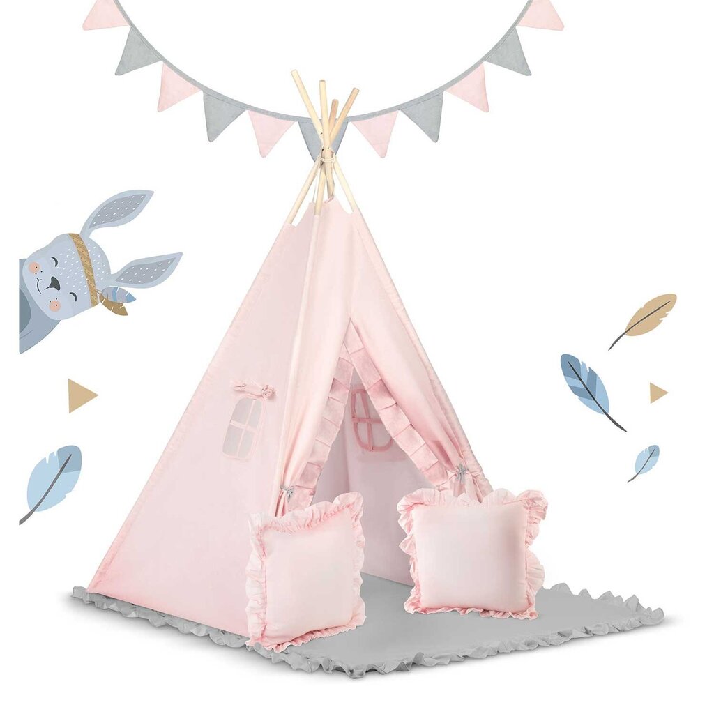 Tipi lasten teltta Nukido, NK-406, pinkki, 116x116x165cm hinta ja tiedot | Lasten leikkimökit ja -teltat | hobbyhall.fi