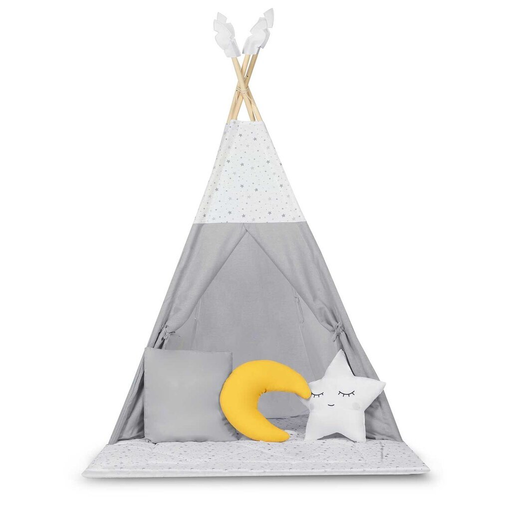 Tipi lasten teltta Nukido, NK-406, harmaa, 116x116x165cm hinta ja tiedot | Lasten leikkimökit ja -teltat | hobbyhall.fi