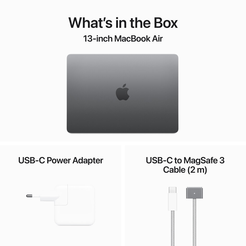 MacBook Air 13" Apple M3 chip with 8-core CPU and 8-core GPU, 8GB, 256GB SSD - Space Grey - MRXN3ZE/A hinta ja tiedot | Kannettavat tietokoneet | hobbyhall.fi
