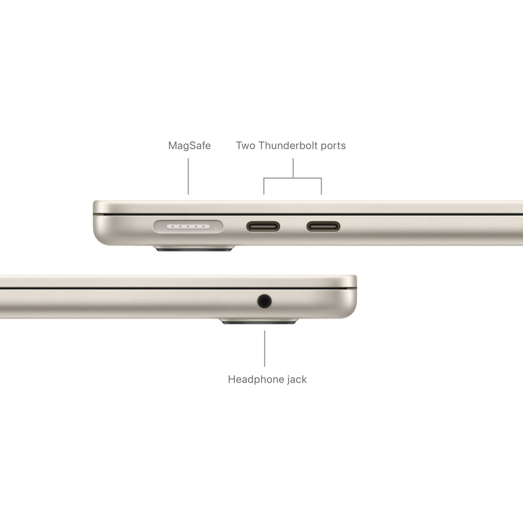 MacBook Air 13" Apple M3 8C CPU 8C GPU/8GB/256GB SSD/Starlight/INT - MRXT3ZE/A hinta ja tiedot | Kannettavat tietokoneet | hobbyhall.fi