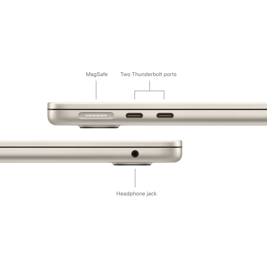 MacBook Air 13" Apple M3 chip with 8-core CPU and 10-core GPU, 8GB, 512GB SSD - Starlight - MRXU3RU/A hinta ja tiedot | Kannettavat tietokoneet | hobbyhall.fi
