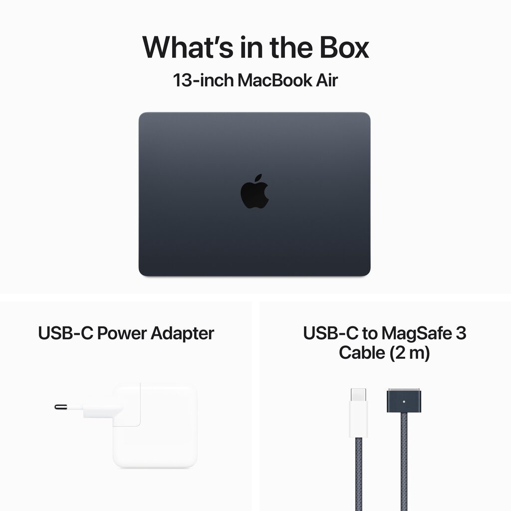 MacBook Air 13" Apple M3 chip with 8-core CPU and 8-core GPU, 8GB, 256GB SSD - Midnight - MRXV3ZE/A hinta ja tiedot | Kannettavat tietokoneet | hobbyhall.fi