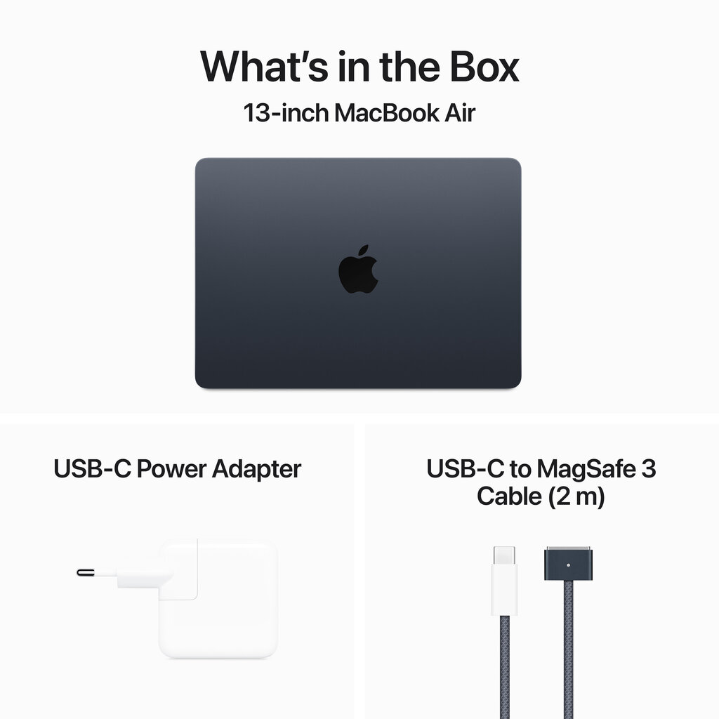 MacBook Air 13" Apple M3 chip with 8-core CPU and 10-core GPU, 16GB, 512GB SSD - Midnight - MXCV3ZE/A hinta ja tiedot | Kannettavat tietokoneet | hobbyhall.fi
