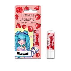 Huulivoide 4Organic Kawaii Strawberry, 5 g hinta ja tiedot | Huulipunat, huulikiillot ja huulirasvat | hobbyhall.fi