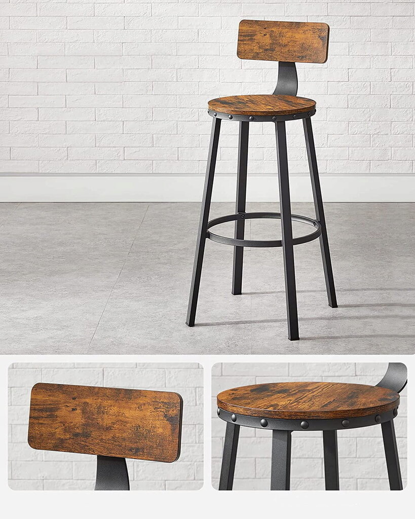 2 tuolin sarja Leobert LBC026B01V1, musta/ruskea hinta ja tiedot | Ruokapöydän tuolit | hobbyhall.fi